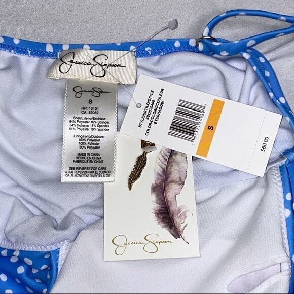 Jessica Simpson NWT blue and white polka dot tankini size S - Picture 5 of 16